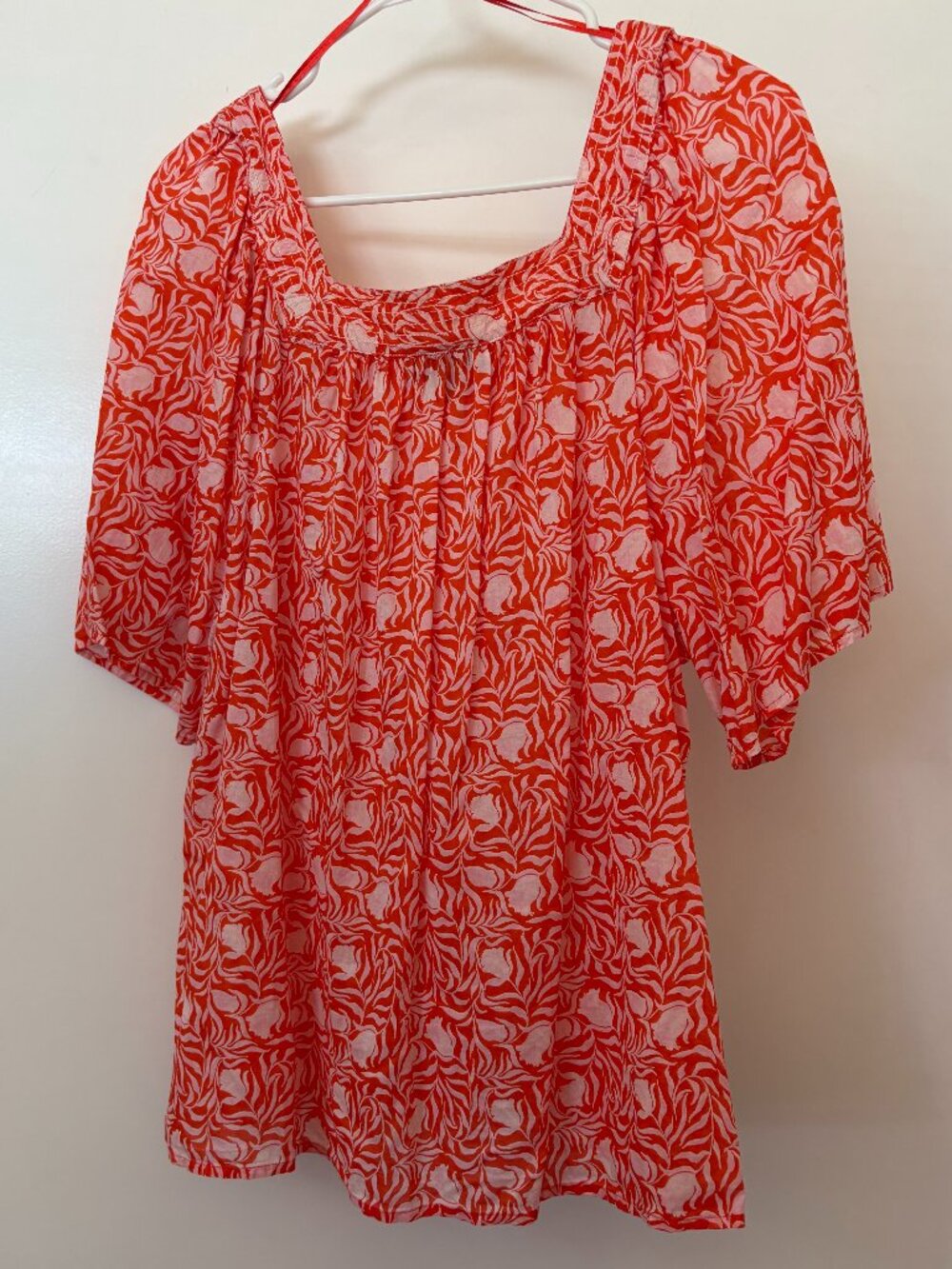 Style & Co. white/orange print tunic top sz XL - Picture 3 of 9
